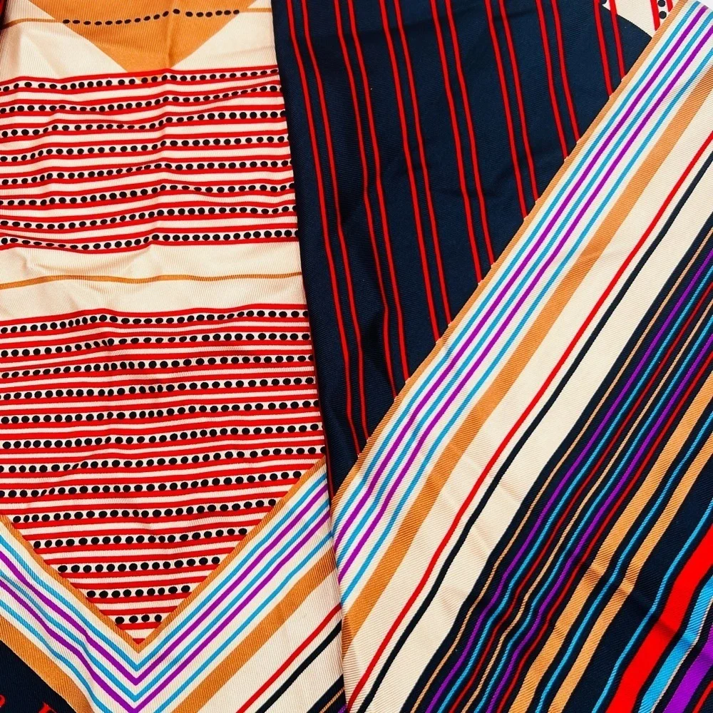 Dior Vintage Multicolor Striped Silk Scarf